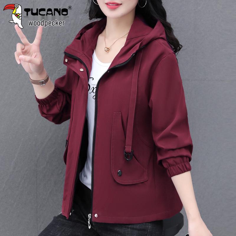 

Woodpecker Women s Hooded Trench Coat: 2025 Spring/Autumn Fashion for Middle-aged 2XL (125-140 jin)