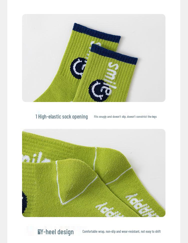 Geruchsresistente Jungen-Baumwoll-Basketballsocken, Mittelhoher Schaft, Trendig für Frühling, Herbst, Winter, Alter 3-12