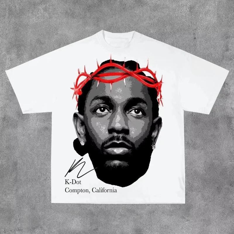 T-shirt z nadrukiem wzoru postaci z amerykańskiego hip-hopu, casualowy, modny, oversize, Harajuku, gotycki, retro, unisex, top Y2k