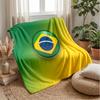 Brazil Football Printed Flannel Blanket Skin Friendly Warm Decorative Throw for Indoor Couch Bed Daily Use