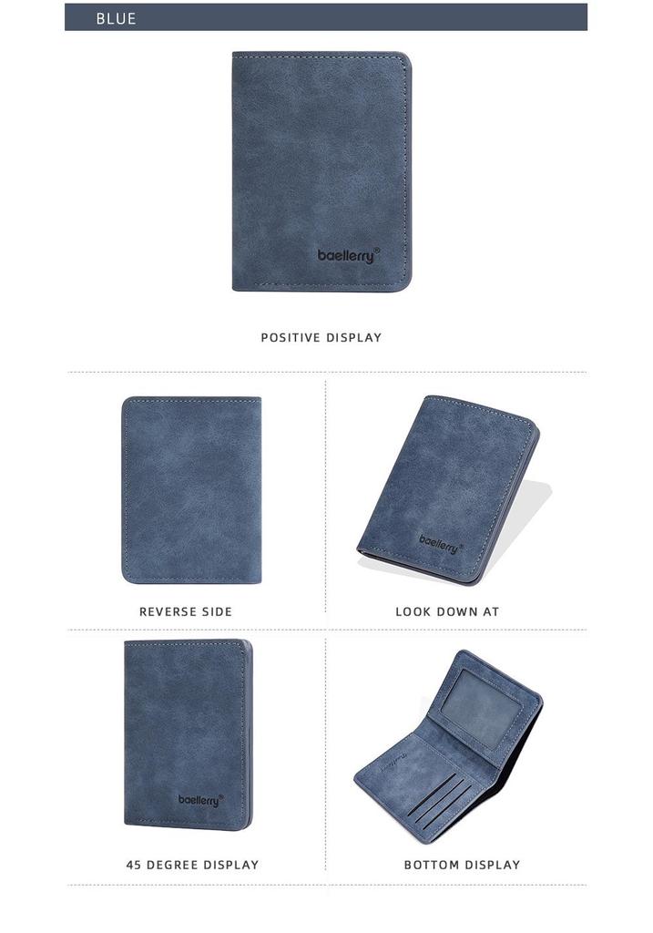 Carteira Masculina Baellerry Casual Fosca de Grande Capacidade Curta