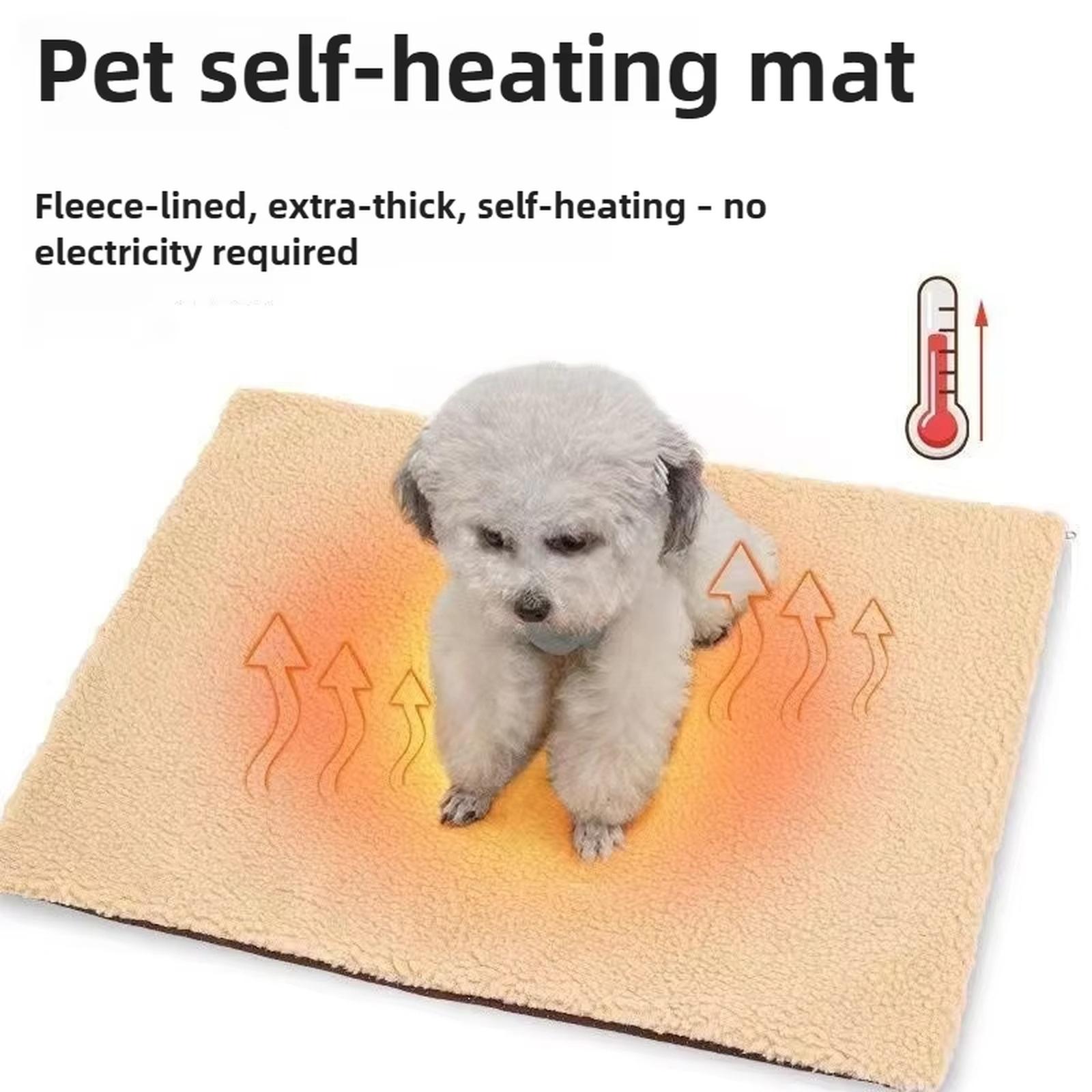 

Winter Self Heating Pet Pad Self-Warming Mat Washable Lamb Cashmere Bed for one size коричневий