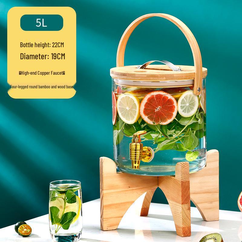 Large Capacity Glass Beverage Dispenser with Faucet for Cold Drinks and Fruit Tea