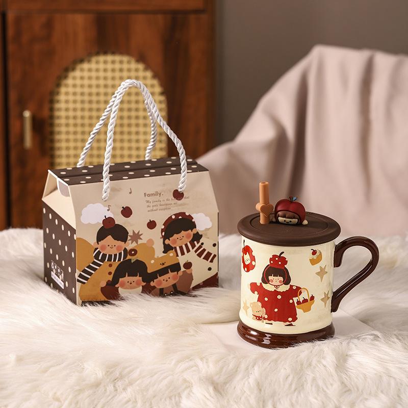 Parent Child Time Retro Ceramic Mug Event Gift Set High-value Water Cup Coffee Cup Souvenir