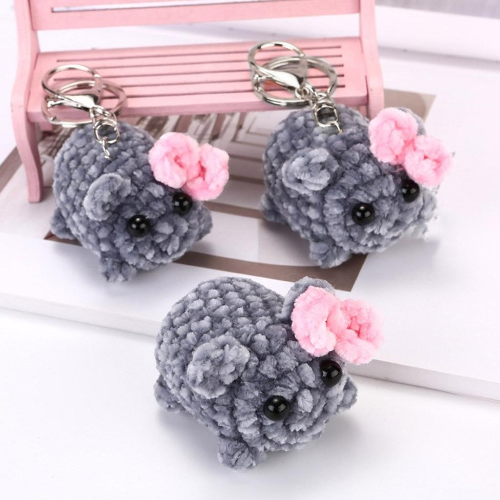 Lovely Squeaky Hamster Keychain with Violin Sound Sturdy Handknittes Plush Toy Charm for Bag and Car Decoration