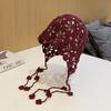 Korean Style Hollow Pullover Hat Breathable Brimless Tassel Cap Crochet Knitted Hats  Autumn