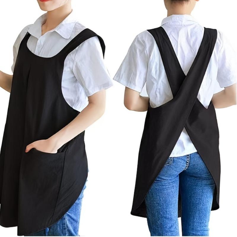 

Vintage Apron with Pockets, Adjustable No-Tie Design. Comfortable, Easy-Clean Gift for Home Chefs & Baking Lovers. чорний