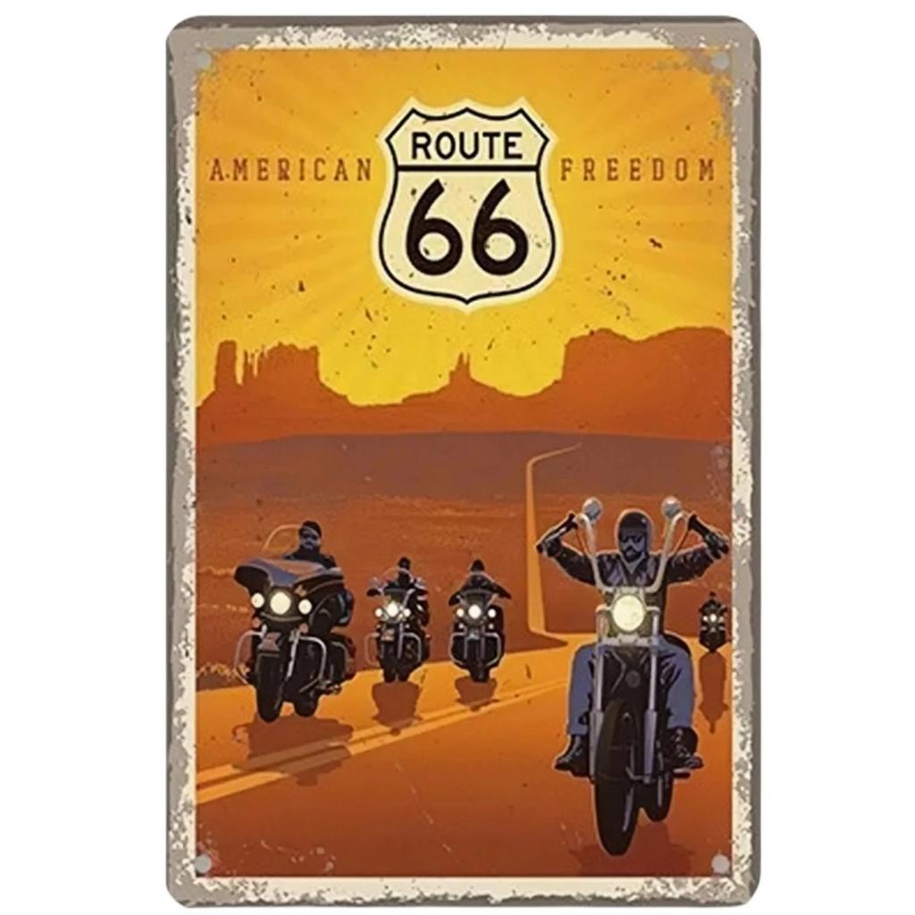 USA Route 66 Metal Signs Wall Poster Plaque Warning Sign Vintage Iron Painting Decoration for Home Cafe Living Room Club Bar