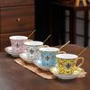 European Enamel Ceramic Coffee Cup & Saucer Set, Elegant Afternoon Tea Cup Set