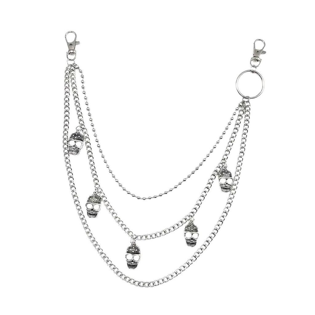 European & American Hip Hop Skull Waist Chain: Cool Metal, Personality Beads, Multilayer Women's Jewelry