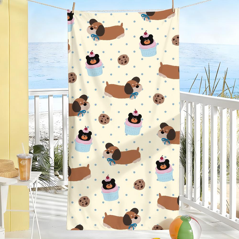 Cartoon cute Dachshund Towel Drying Bath Towel Applicable To Light Swimming Camping Yoga Beach Out
