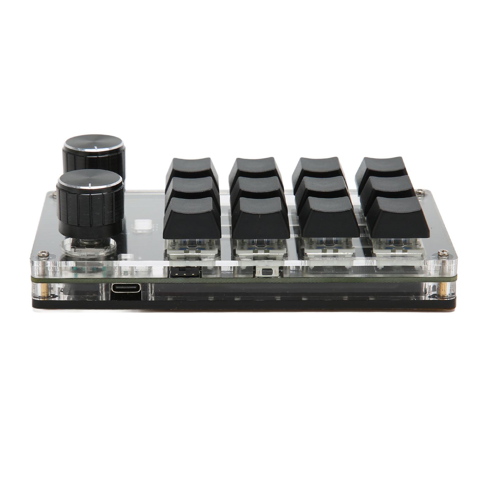 

Мини-клавиатура 12 клавиш 2 ручки USB или BT подключение Синий переключатель Plug and Play программируемая клавиатура для чёрный