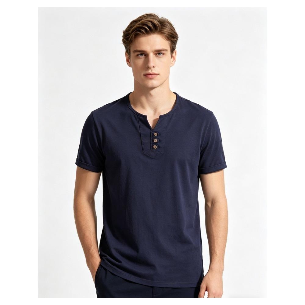 Men's Plus Size Henley Shirt (Up To 8XL) - 95% Cotton Short Sleeve Casual T-Shirt with Button Placket - Big and Tall Summer Top