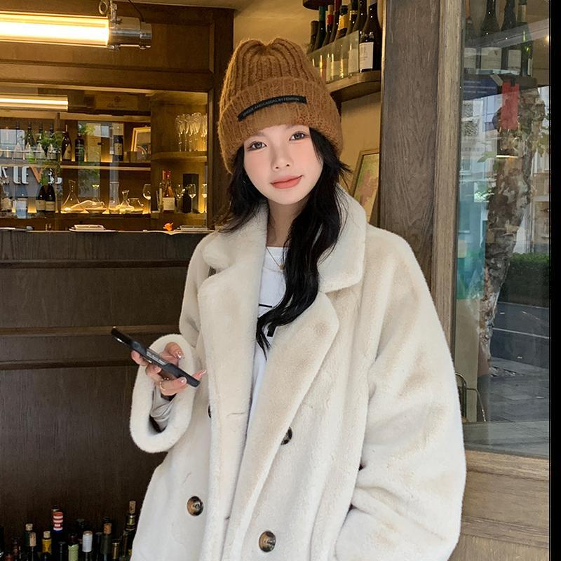 Women's Autumn And Winter Fur Imitation Mink Long Coat Loose Thickened Fur One-piece Suit Collar Fur Coat