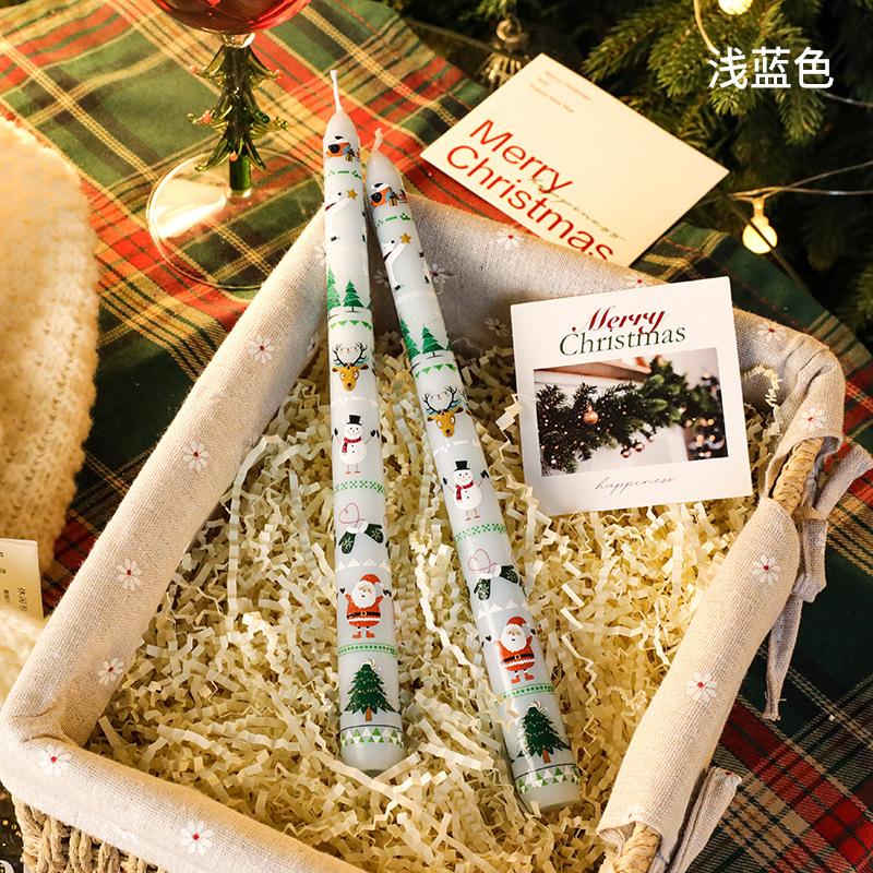 Cute Christmas Cartoon Printed 25CM Long Candle Elegant Paraffin Wax Decoration for Hotel & Restaurant Atmosphere