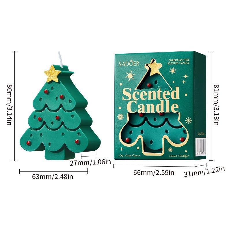 Christmas Tree Scented Candle Holiday Party Atmosphere Decoration Festive Tabletop Green 1 Pack