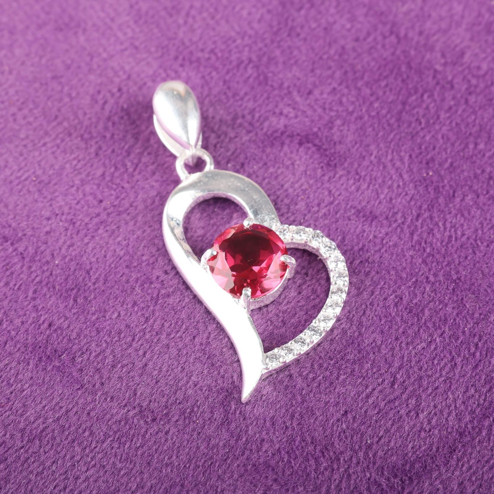 

Подарок Драгоценный камень Розовый Турмалин Серебро 925 пробы Ювелирное изделие Подвеска с цирконом 1,37 CZP-5-16