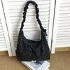 Korean Star Print Crossbody Bag for Women, Black White Large Capacity Hobo Shoulder Purse, Casual Versatile Handbag for School