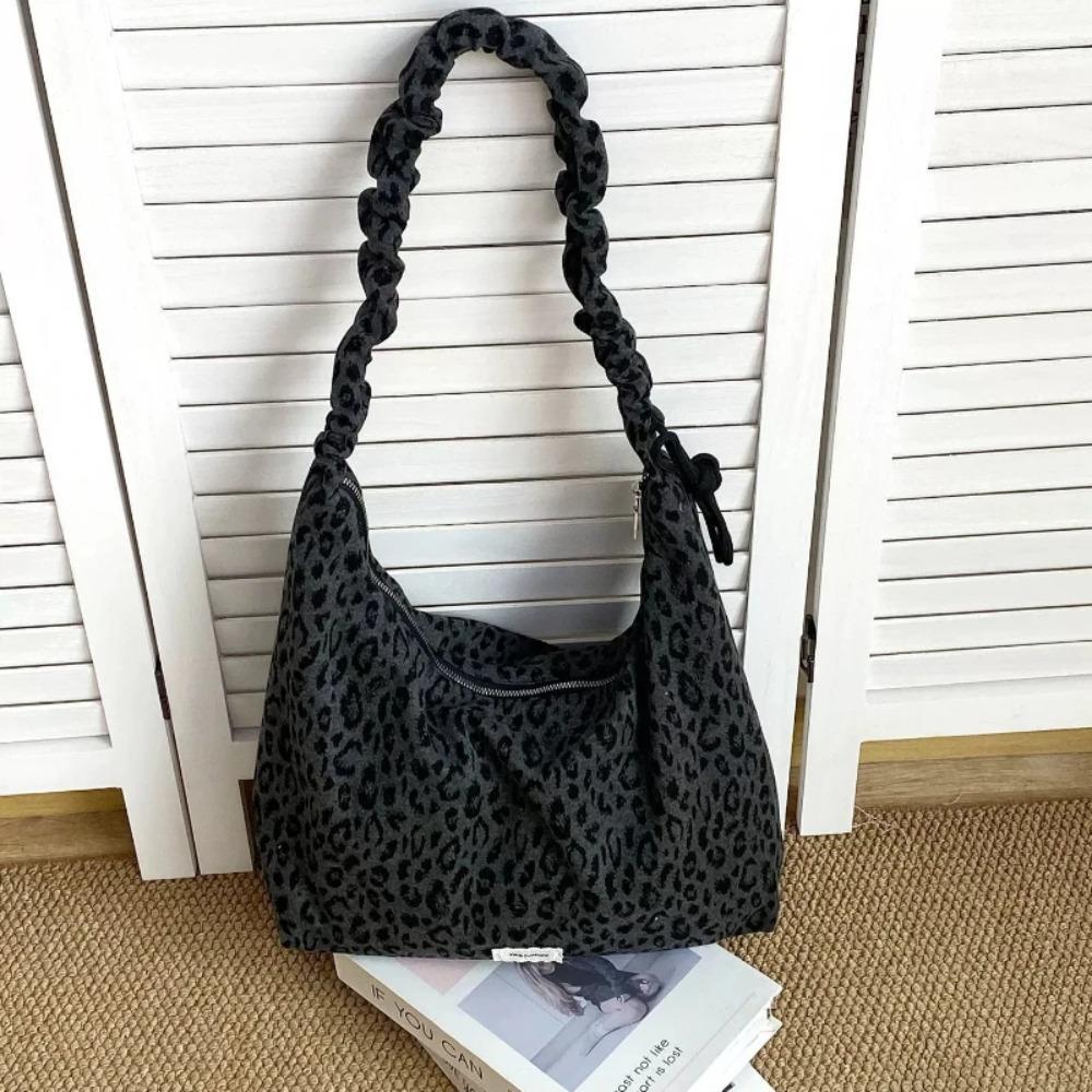 Korean Star Print Crossbody Bag for Women, Black White Large Capacity Hobo Shoulder Purse, Casual Versatile Handbag for School
