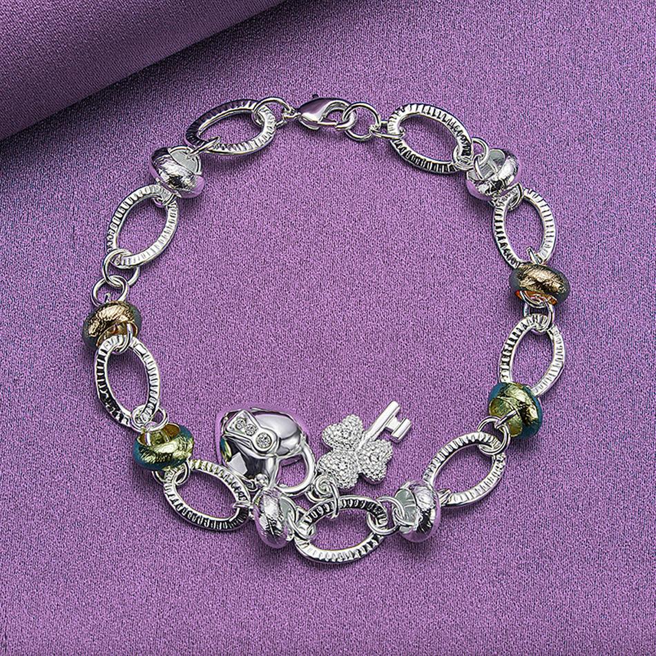 

CHSHINE стерлингового серебра 925 пробы кулон браслет с ключом для женщин модные очаровательные ювелирные изделия 20CM 8inches