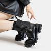 Fashion Designer Casual Chunky Platform Ankle Boots Women Pu Leather Square Heels Combat Boots Woman Lace Up Black Short Booties Female
