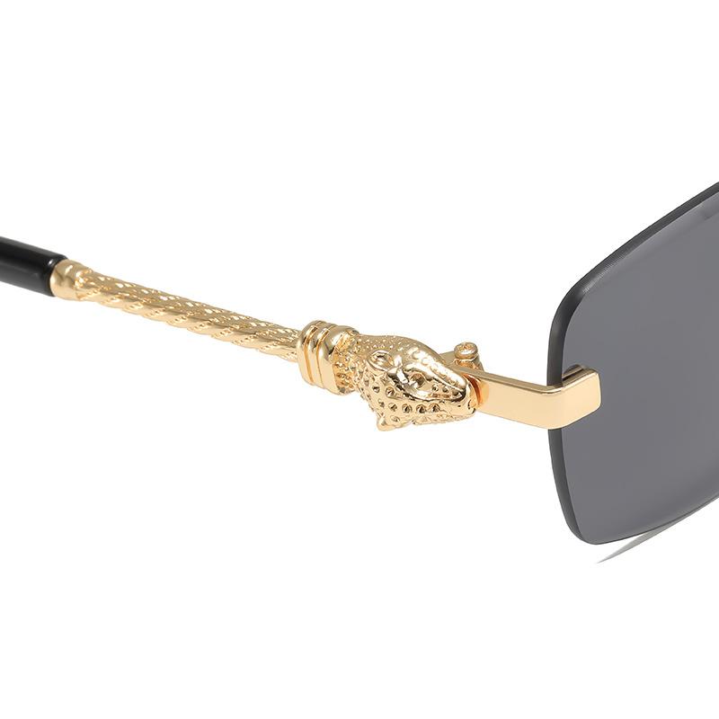 Spice Girl Frameless Sunglasses Women'S Metal Leopard Head Premium Sense Sunglasses Street Shooting Personality Versatile Glasses Men