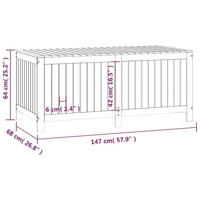 VidaXL Boîte de rangement de jardin Gris 147x68x64 cm Bois de pin 823852