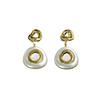 Light Luxury and High-end White Geometric Earrings, Women's Earrings, Fashionable and Exquisite, Niche Earrings, French Design Sense
