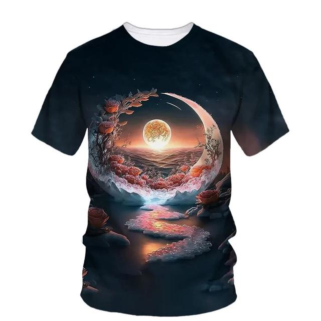 Sommer 3D Schöne Strand Ansicht Druck T Shirt Star Fish Asteroidea Grafik T-shirts Für Männer Mode T-shirts Kleidung