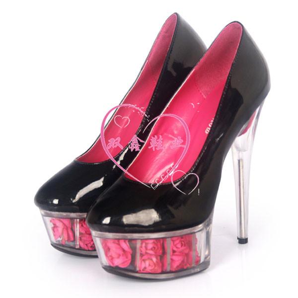 2025 Sommer Einzelne Schuhe auf dem neuen, süße Prinzessin 15CM Rose High Heels transparent Kristall