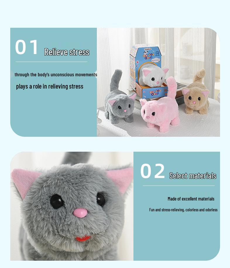 Interactive Electronic Kitten Plush Toy: Walks, Meows, and Wags Tail - Perfect Children's Pet Simulation