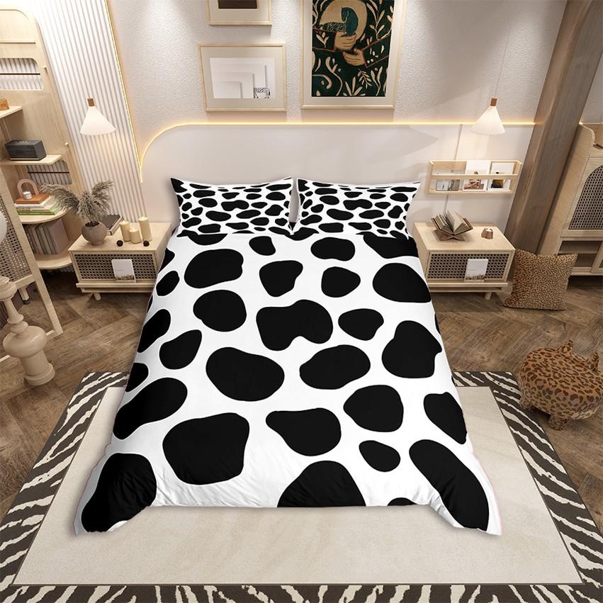 Homewish Bettbezug-Set mit braunem Kuhdruck für Erwachsene, Rustikales Bauernhaus-Bettwäsche-Set, Modernes modisches Wende-Bettset