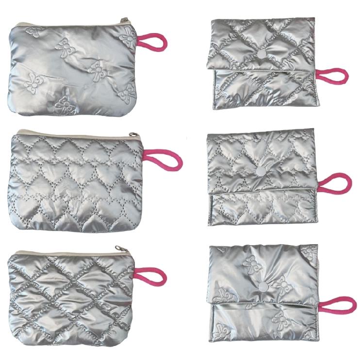 Unique Silver Quilted Organizers Convenient and Durable PU Materials Storage Bag for Commuting and Outdoor Activities
