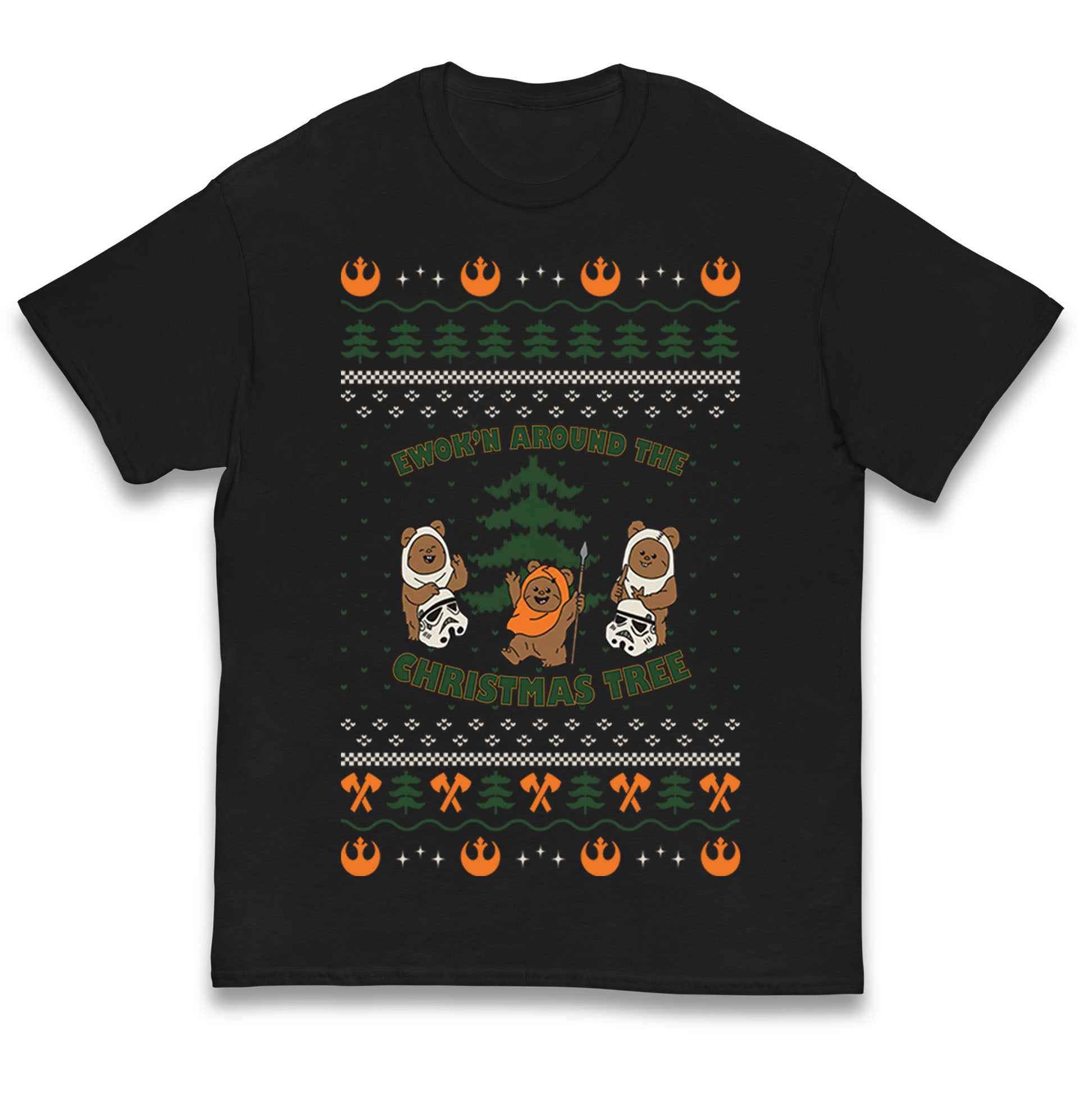 Star Wars Ewok n Around The Christmas Tree Christmas Kids T Shirt 100