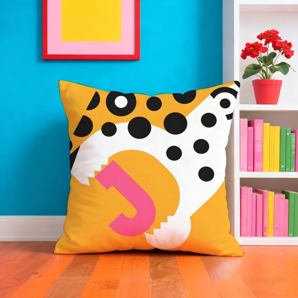 Geometric Animal Pattern Pillow Case Pillow Case Plush Fabric Soft Double Sided Print Home Sofa High Quality Cushion