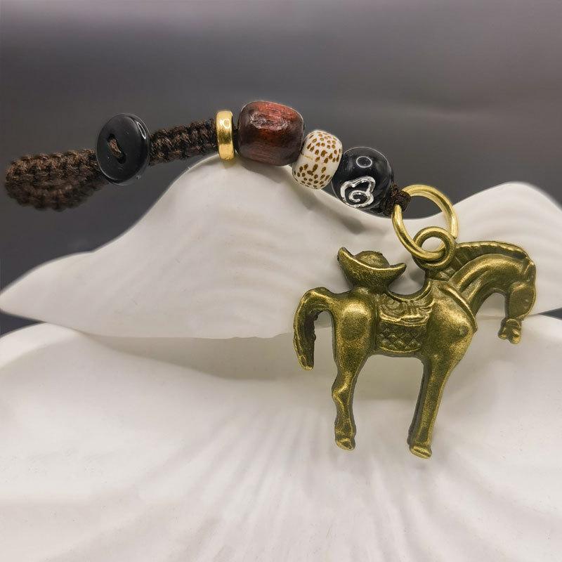 2026 Year Of Chinese Zodiac Horse Lucky Pendant Keychain Copper Feng Shui Wealth Key Ring Women Men Bag Charm Jewelry Gift