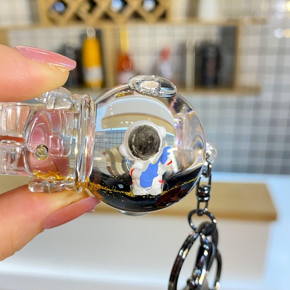 

Pendant Charms Space Astronaut Key Ring Liquid Oil Keyring Floating Peal Keyring Quicksand Keychain B