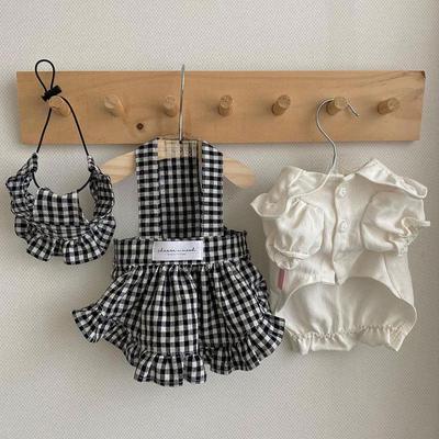 Teddy Pomeranian Princess Style Dungaree Dress Set for Little Puppies (Small To Medium Breeds)