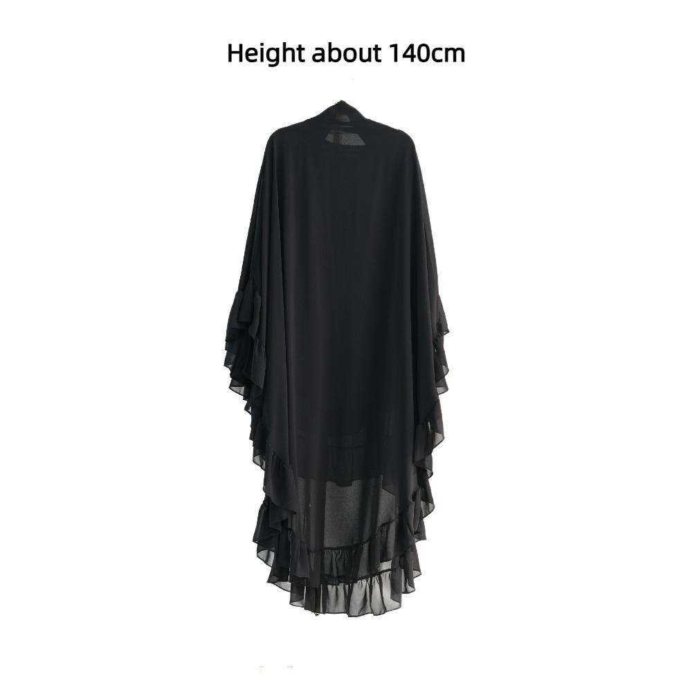 Long Chiffon Ramadan Khimar Abaya Headscarf Prayer Dress Muslim Abaya  Dubai Saudi Black Robe