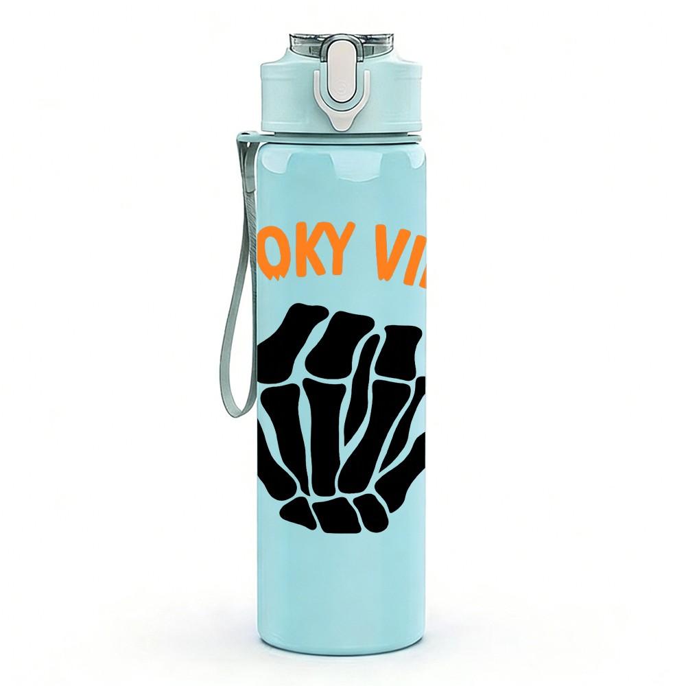 1PC Spooky Vibes Skeleton Hand 750ml Color Plastic Sports Water Bottle Leakproof Flip Straw Lid Suitable for Sports Office Home Use