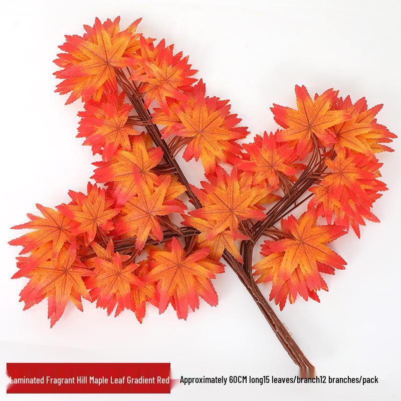 Artificial Red Maple Leaf Branch for Decoration and Landscaping