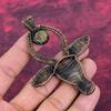 Moss Prehnite Real Gemstone Pendant Copper Wire Wrapped Jewelry Cow Face Pendant