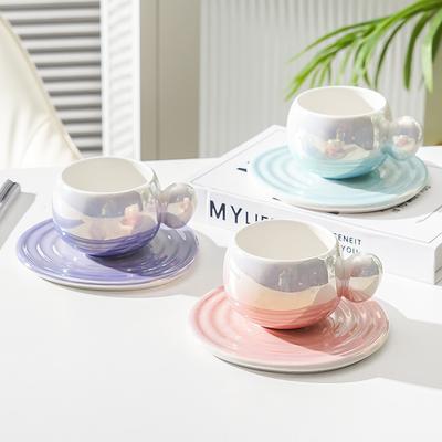Coffee Cups and Saucers High Value Ceramics High Sense High-end Nordic Creative Personality Gradual Change Color Girls Gifts