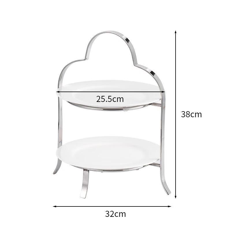 HANDUNYOU Stainless Steel 2-Tier Dessert Stand