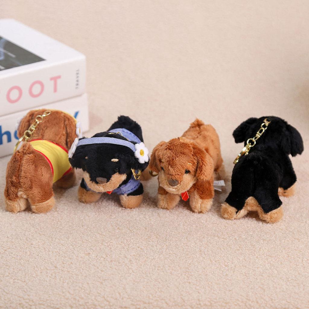 Plush Dachshund Dog Keychain With Tie Design For Girls Bag Decoration And Gift