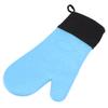 Silikon Topflappen Rutschfest Küchen Backhandschuhe Hochtemperaturbeständig 2 Finger Lang Blau