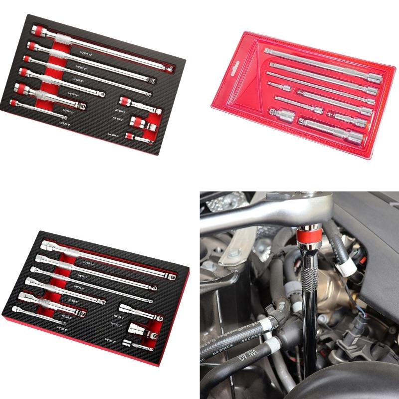 9 Piece Socket Extension Bar Set Spring Loaded Detent Ball Socket Adapters Tool for Automotive Repair & Maintenance