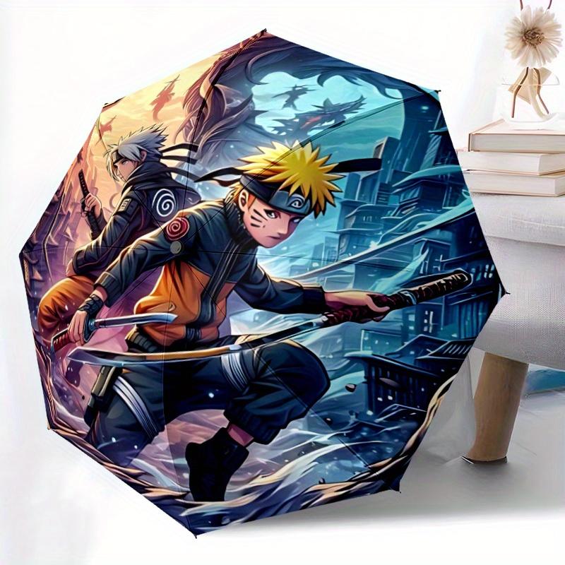 Naruto Kakashi Automatic Folding Umbrella, Self-Opening/ Closing, Durable Windproof Travel Umbrella for Outdoor Adventures a0826006