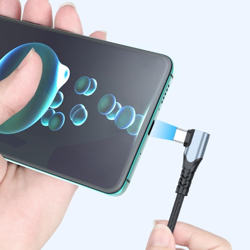 Mobile Phone 90 Degree Quick Charging 100W Fast Charging USB C to USB C Cable Wire Right Angle Data Charging Cable
