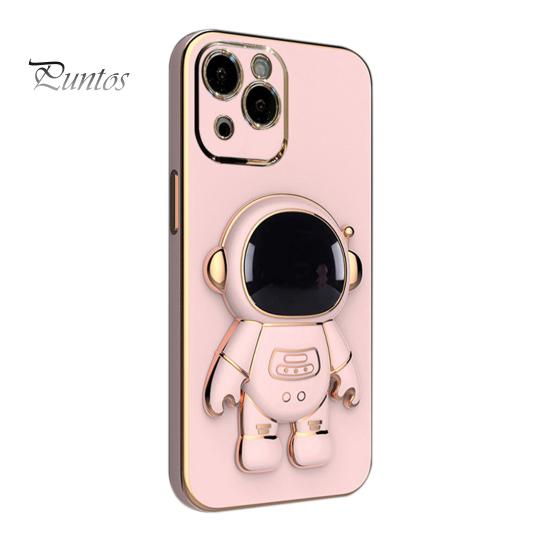 Phone Protective Case Cartoon Foldable Camera Protector Astronaut Mobile Phone Cover with Stand for iPhone 14/Pro/Max (Plus)/Pro Max